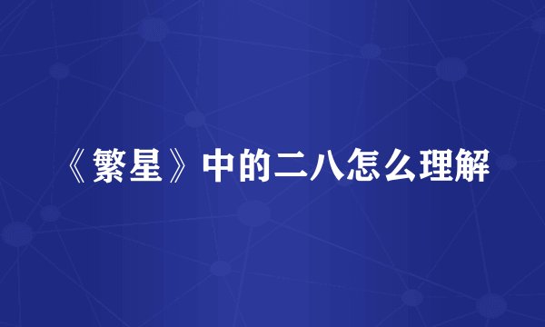 《繁星》中的二八怎么理解