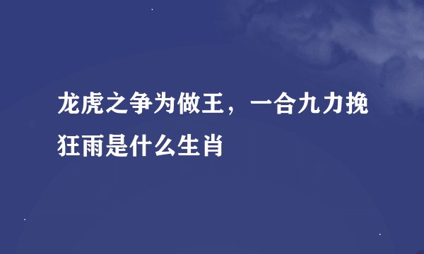 龙虎之争为做王，一合九力挽狂雨是什么生肖
