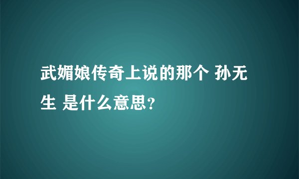 武媚娘传奇上说的那个 孙无生 是什么意思？