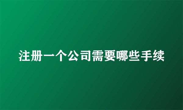 注册一个公司需要哪些手续