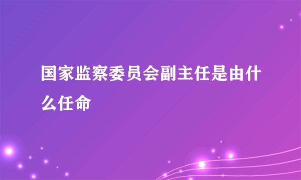 国家监察委员会副主任是由什么任命