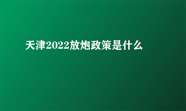 天津2022放炮政策是什么