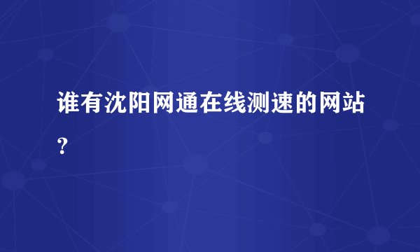谁有沈阳网通在线测速的网站？