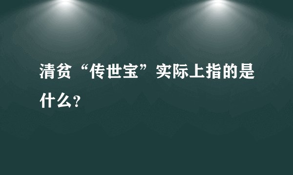 清贫“传世宝”实际上指的是什么？