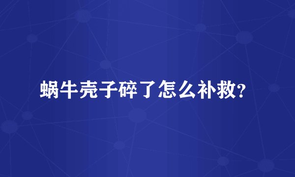 蜗牛壳子碎了怎么补救？