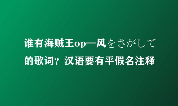谁有海贼王op—风をさがして的歌词？汉语要有平假名注释