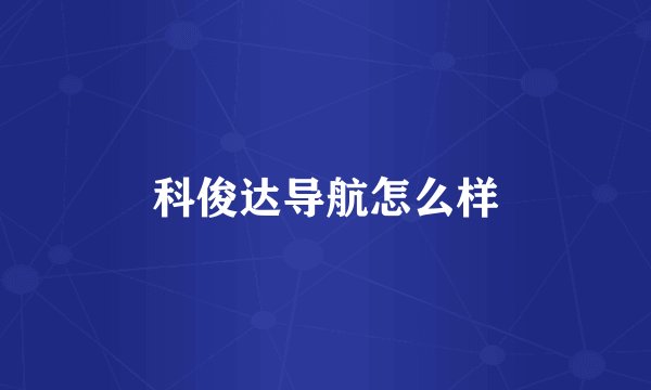 科俊达导航怎么样