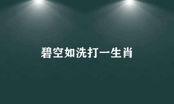 碧空如洗打一生肖