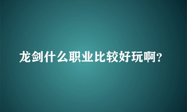 龙剑什么职业比较好玩啊？