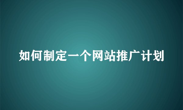 如何制定一个网站推广计划