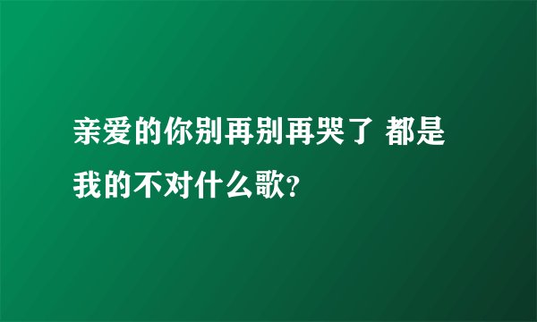 亲爱的你别再别再哭了 都是我的不对什么歌？