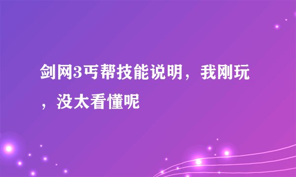 剑网3丐帮技能说明，我刚玩，没太看懂呢
