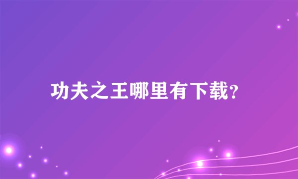 功夫之王哪里有下载？