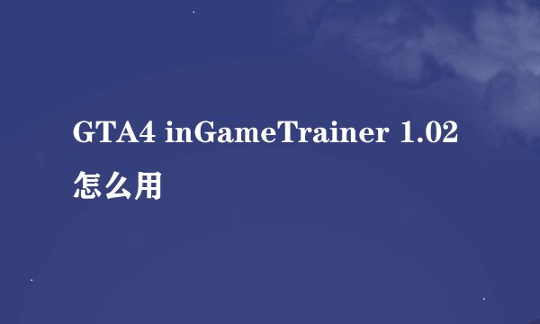 GTA4 inGameTrainer 1.02 怎么用