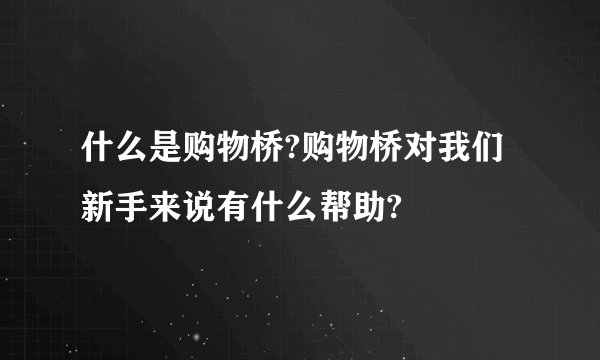 什么是购物桥?购物桥对我们新手来说有什么帮助?
