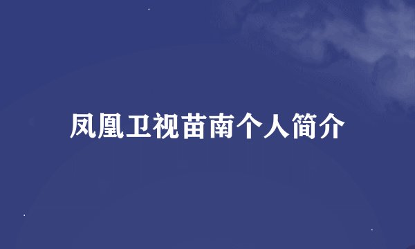 凤凰卫视苗南个人简介