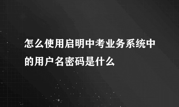 怎么使用启明中考业务系统中的用户名密码是什么