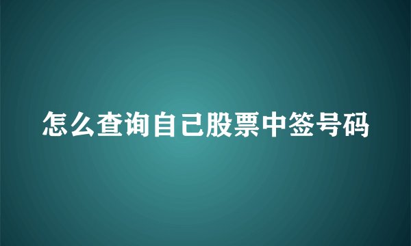 怎么查询自己股票中签号码