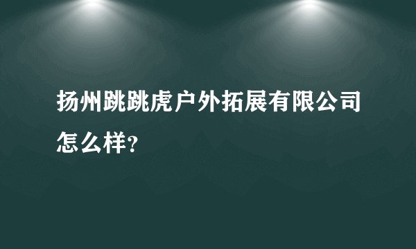 扬州跳跳虎户外拓展有限公司怎么样？