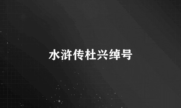 水浒传杜兴绰号