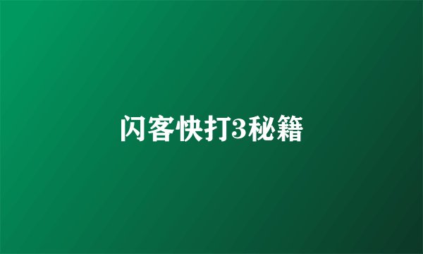 闪客快打3秘籍