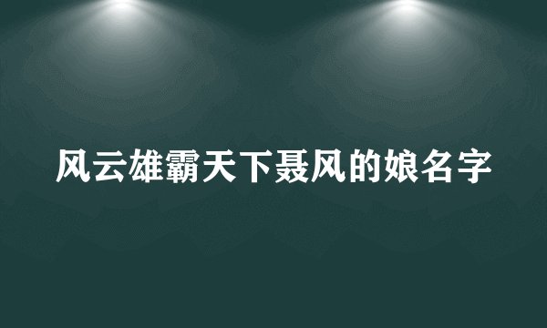 风云雄霸天下聂风的娘名字