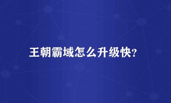 王朝霸域怎么升级快？