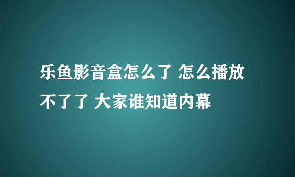 乐鱼影音盒怎么了 怎么播放不了了 大家谁知道内幕