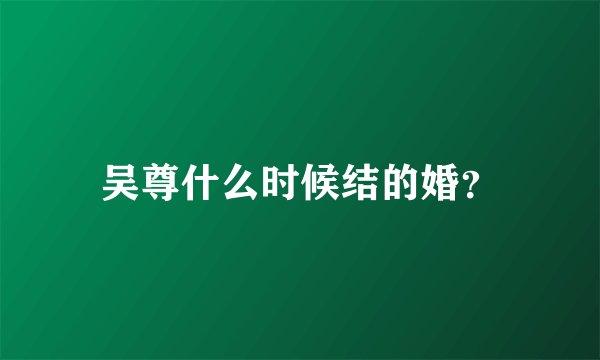 吴尊什么时候结的婚？