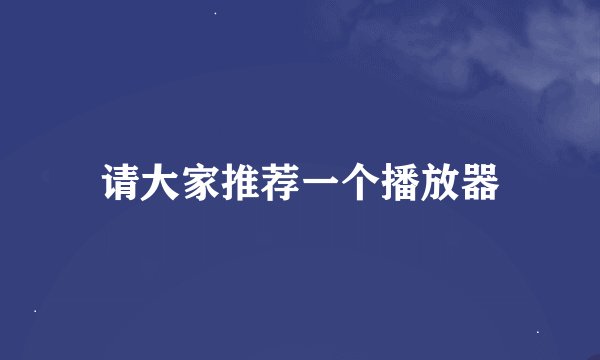 请大家推荐一个播放器