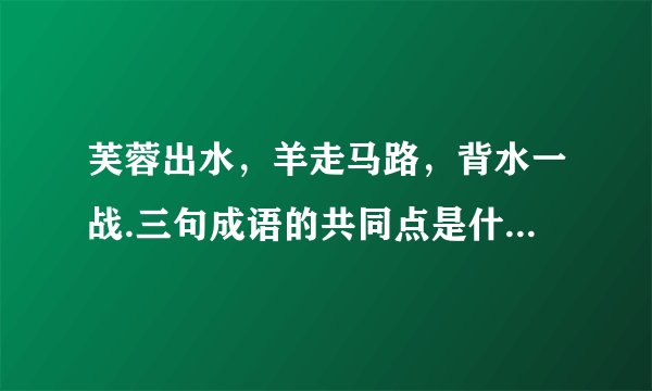 芙蓉出水，羊走马路，背水一战.三句成语的共同点是什么？猜一生肖