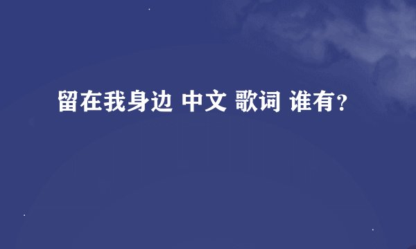 留在我身边 中文 歌词 谁有？