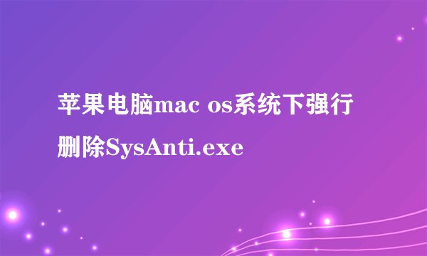 苹果电脑mac os系统下强行删除SysAnti.exe