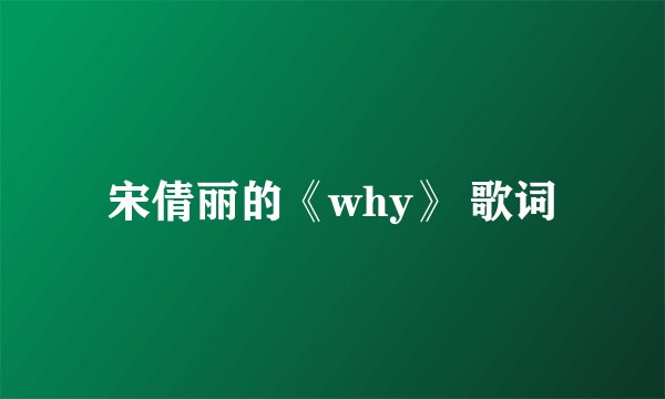 宋倩丽的《why》 歌词