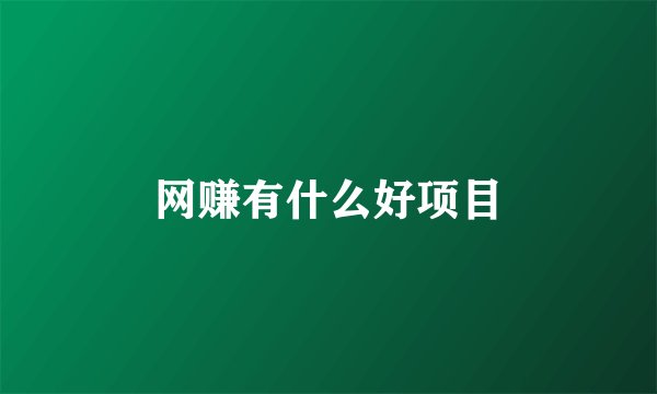 网赚有什么好项目