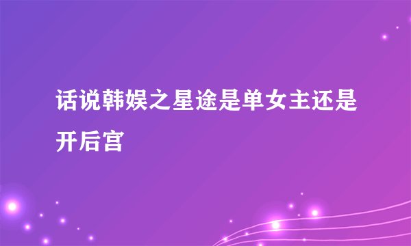 话说韩娱之星途是单女主还是开后宫