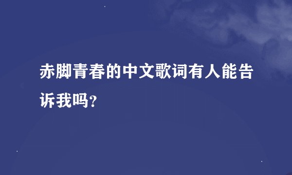 赤脚青春的中文歌词有人能告诉我吗？