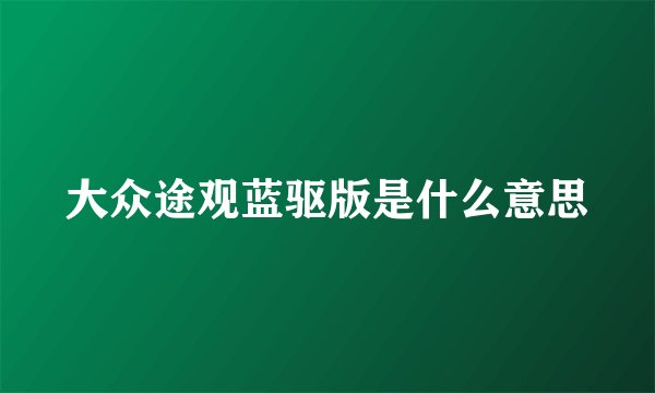 大众途观蓝驱版是什么意思