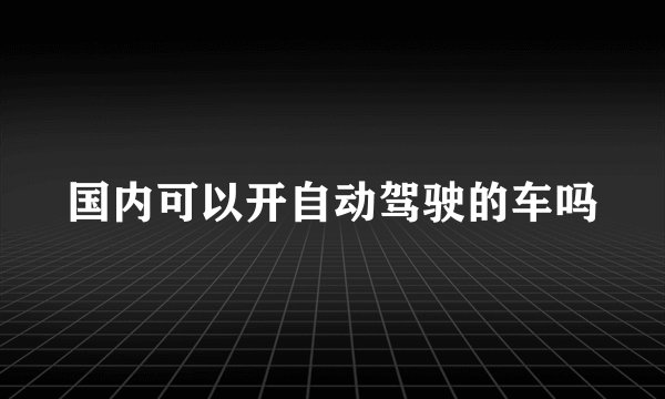 国内可以开自动驾驶的车吗