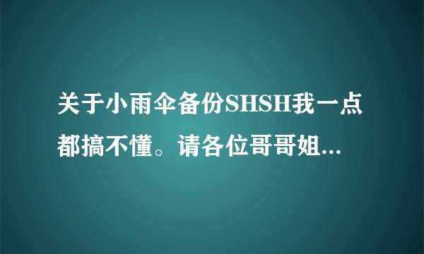 关于小雨伞备份SHSH我一点都搞不懂。请各位哥哥姐姐，高手给小弟解答解答。