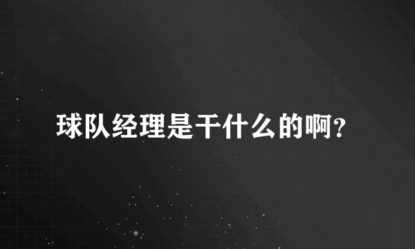 球队经理是干什么的啊？
