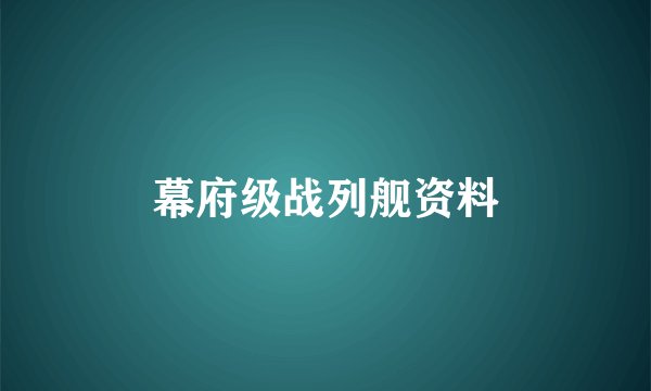 幕府级战列舰资料