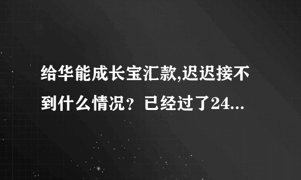 给华能成长宝汇款,迟迟接不到什么情况？已经过了24小时了…