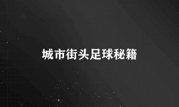 城市街头足球秘籍