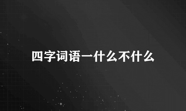 四字词语一什么不什么