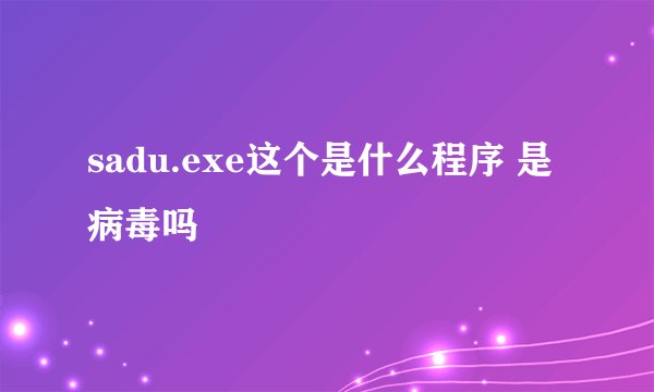 sadu.exe这个是什么程序 是病毒吗