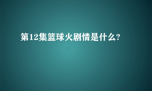 第12集篮球火剧情是什么?