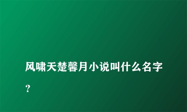 
风啸天楚馨月小说叫什么名字？

