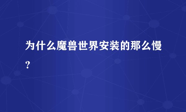为什么魔兽世界安装的那么慢？