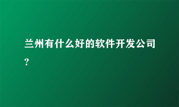 兰州有什么好的软件开发公司？